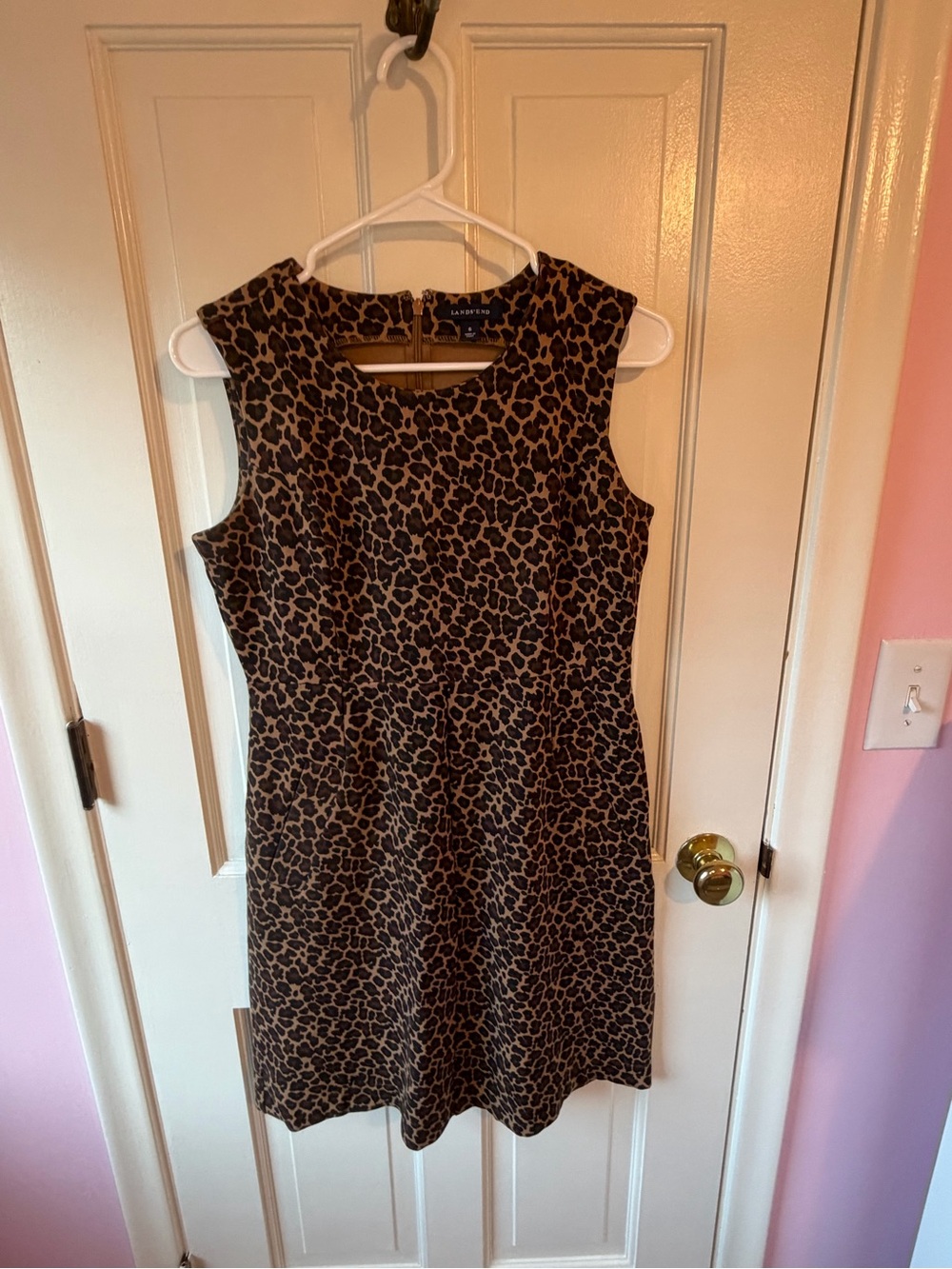 Lands' End Sleeveless Leopard-Print Midi Dress - Brown & Black